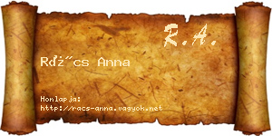 Rács Anna névjegykártya