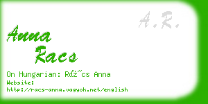 anna racs business card